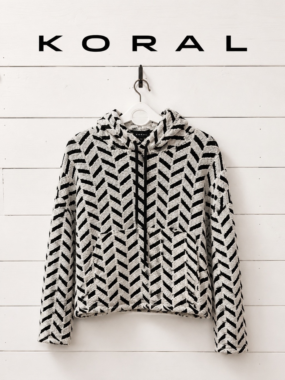 KORAL Chevron Knit Hoodie Size M